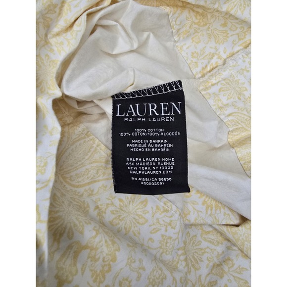 LAUREN RALPH LAUREN YELLOW & WHITE 31" PILLOW CASE 100% COTTON EUC - Picture 3 of 4